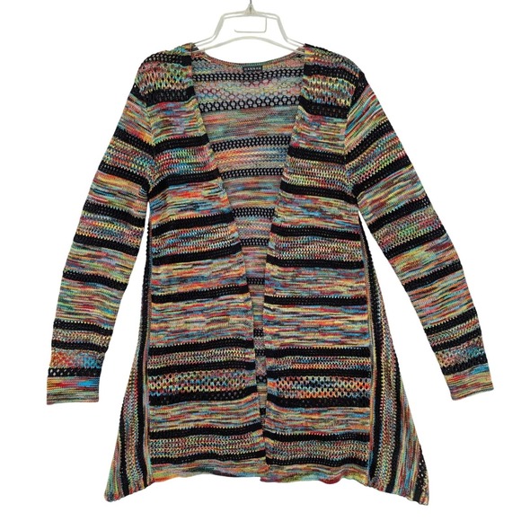 Hannah Sweaters - Space Dye Open Front Cardigan Small Multicolor‎ Rainbow Knit Boho Layering